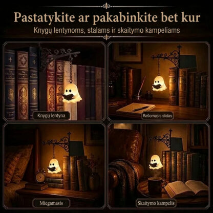ShelfWisp™ knygų lentynos vaiduoklio žibintas – 2 vnt.