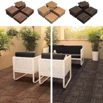 WoodyTile™ Tarpo jungimo medinės grindų plytelės - 12 vnt (30x30cm) = 1,08 m²