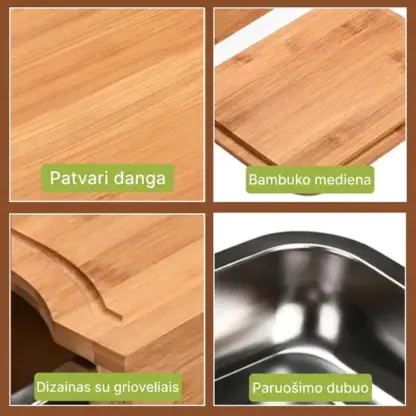 ChopStar™ bambuko pjaustymo lenta su stalčiais-middle