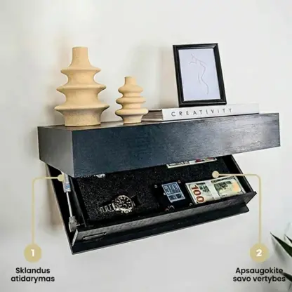 FloatShelf™ sieninė lentyna su slaptu skyriumi (53 x 17,5 x 5 cm)-middle