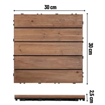 WoodyTile™ Tarpo jungimo medinės grindų plytelės - 12 vnt (30x30cm) = 1,08 m²-middle