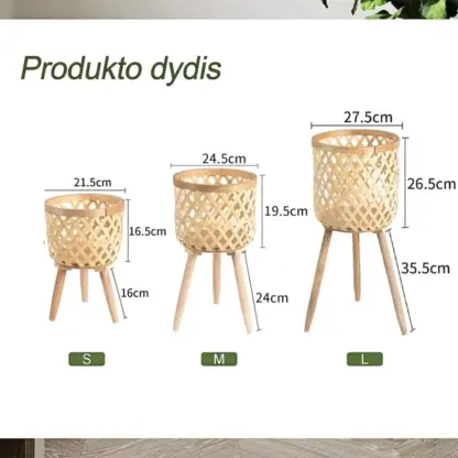 RattanBloom™ lauko stovintys rotango gėlių vazonai-middle