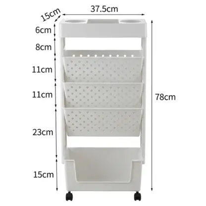 BookCart™ penkiaaukštė knygų lentyna ant ratukų-middle