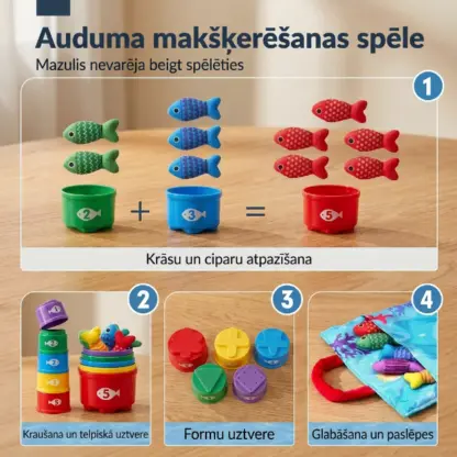 HookaPlay™ Montesori makšķerēšanas un šķirošanas spēle mazuļiem