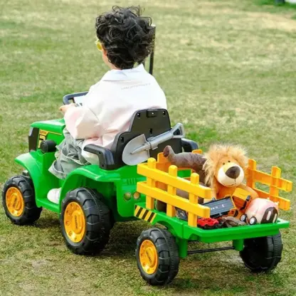 FarmRider™ bērnu braucamais elektriskais traktors ar piekabi