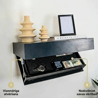 FloatShelf™ sienas plaukts ar slepenu nodalījumu (53 x 17,5 x 5 cm)-middle