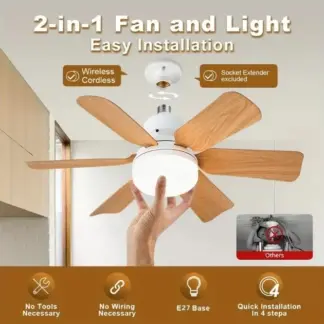 LightFlower™ houten LED plafondventilator (E27 fitting)