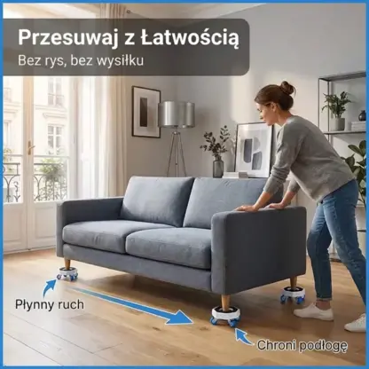 FurnyFlex™ zestaw kółek transportowych do mebli