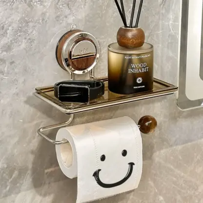 VeloraLuxe™ uchwyt na papier toaletowy z przyssawką i półką