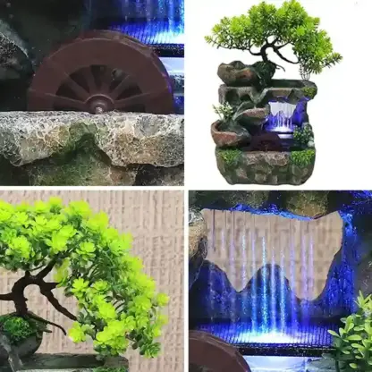 DreamMill™ biurkowa fontanna LED z kołem wodnym