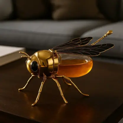 BeeJar™ słoik na miód z wzorem pszczół z łyżeczką