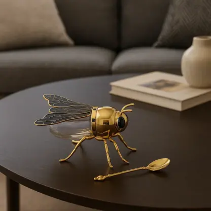 BeeJar™ słoik na miód z wzorem pszczół z łyżeczką