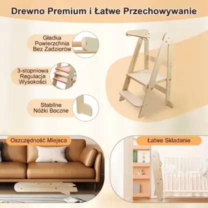 BabyTower™ drewniana regulowana wieża do nauki-middle
