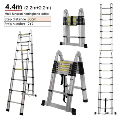 LadMax™ scară telescopică pliabilă din aluminiu 220-440 cm