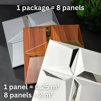 Reflectiva™ 3D PVC oglindă panou de perete 50 x 50 cm - pachet 8