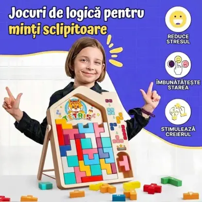 Joc cu blocuri din lemn pentru copii TetriWood™