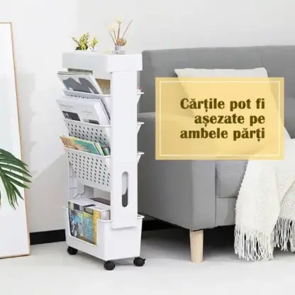 BookCart™ bibliotecă cu 5 niveluri pe roți