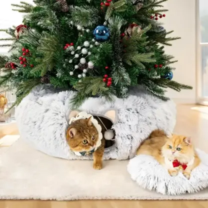 Tunel rotund pufos reglabil pentru pisici PurrCave™