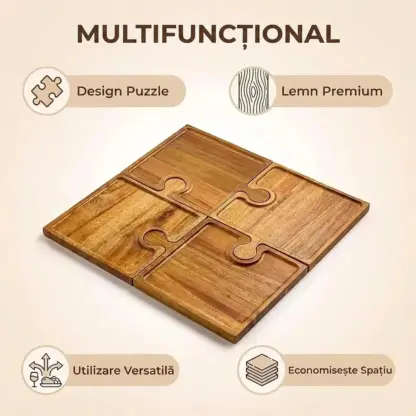 PuzzleTray™ set de tăvi din lemn pentru servire-middle