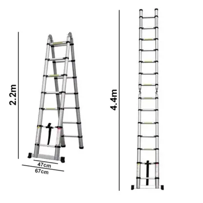 LadMax™ scară telescopică pliabilă din aluminiu 220-440 cm-middle