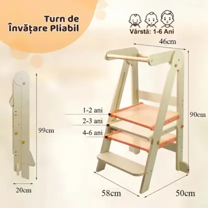 BabyTower™ turn de învățare din lemn, ajustabil-middle