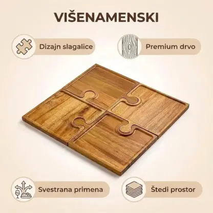 PuzzleTray™ set drvenih poslužavnika u obliku puzli PuzzleTray™-middle