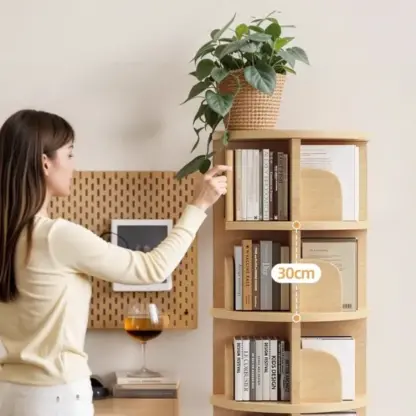 SpinTower™ viacúrovňový drevený otáčací regál