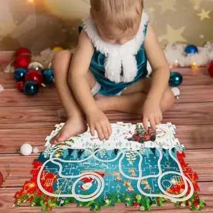 MerryRail™ vianočná puzzle trať s elektrickým vláčikom – 25 ks