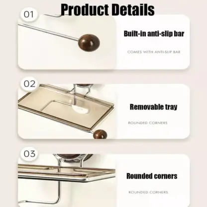 VeloraLuxe™ držiak na toaletný papier s prísavkou a poličkou-middle