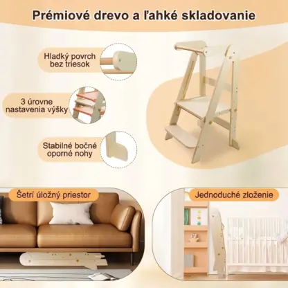 BabyTower™ drevená nastaviteľná učebná veža-middle